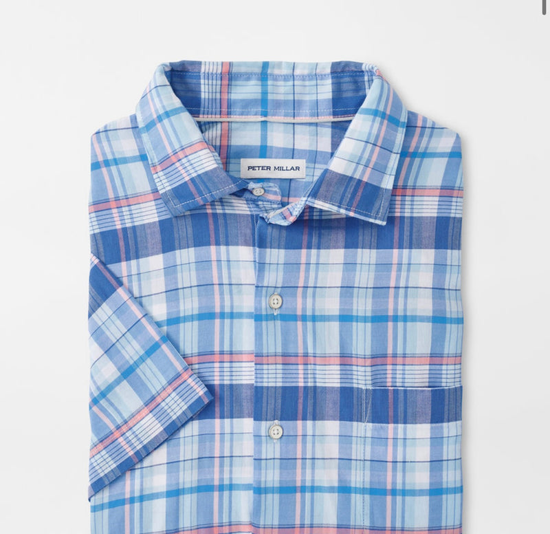 Peter Millar Casa Marina Cotton Sport Shirt ATLANTIC BLUE