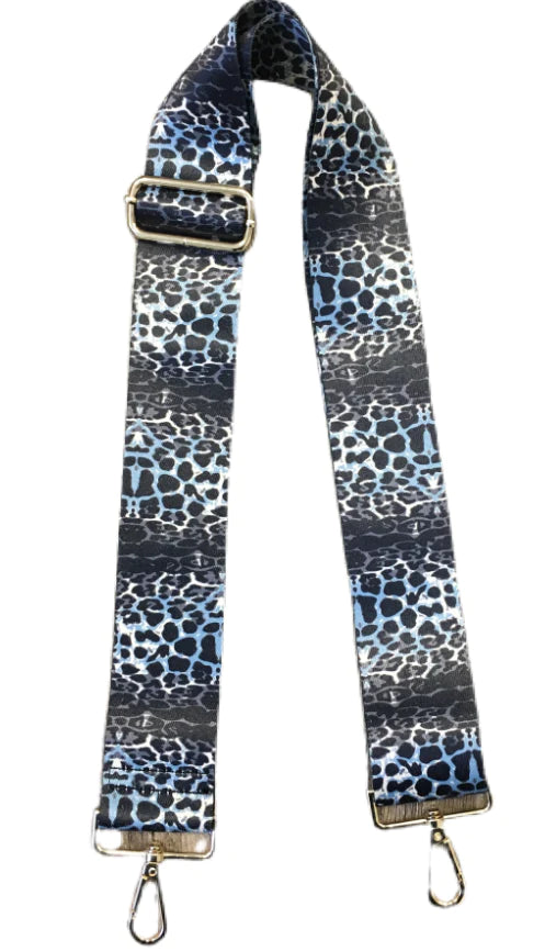 Ahdorned Horizontal Cheetah Adjustable Strap - Navy with Gold Hardware