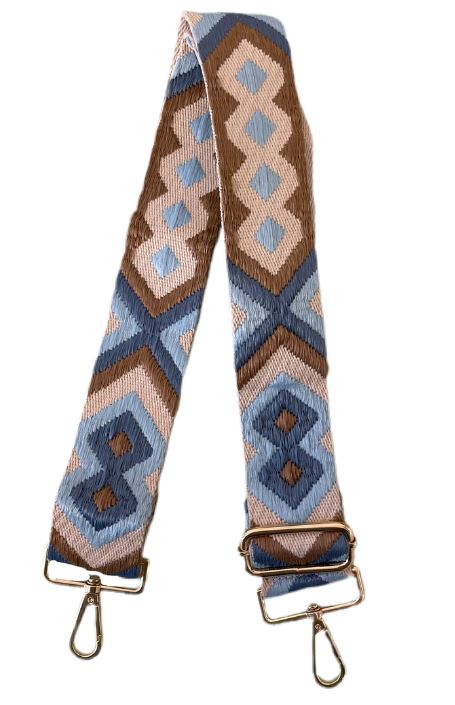 Ahdorned Aztec Strap - Light Blue/Taupe with Gold Hardware