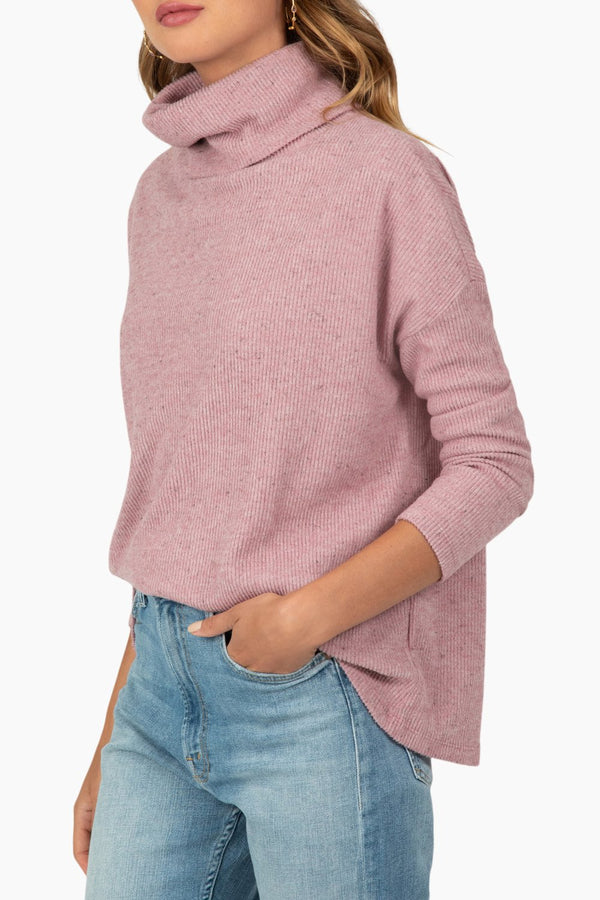 Dylan Fuzzy Flecked Fleece Cowl Neck Berry Blush