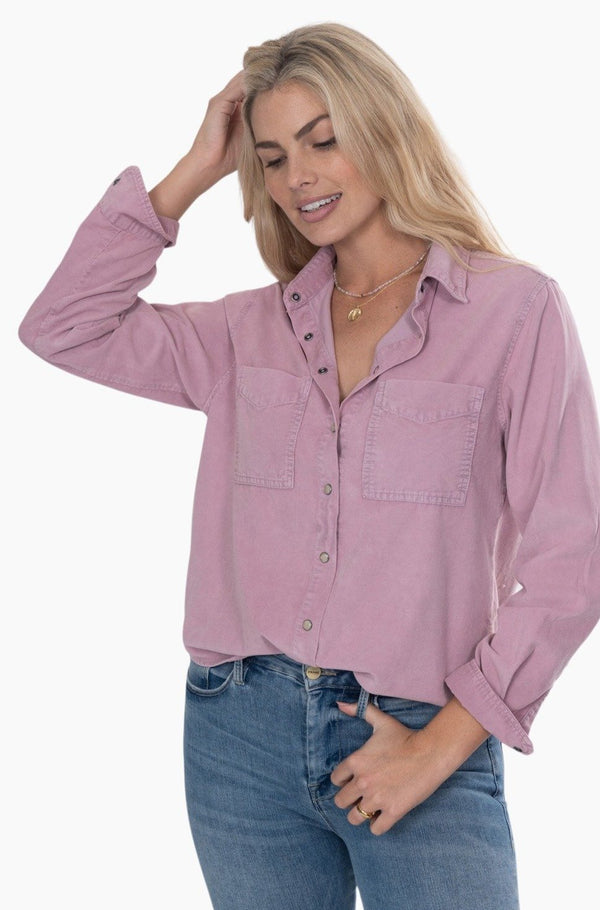 Dylan Snowcap Cord Tucker Shirt Berry Blush