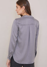 Bella Dahl Long Sleeve Two Pocket Shirt Storm Grey