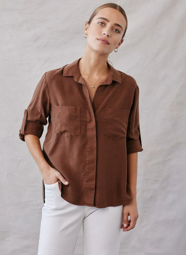 Bella Dahl Split Back Button Down- Golden Topaz