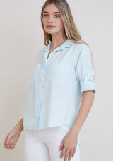 Bella Dahl Split Back Button Down - Sea Foam