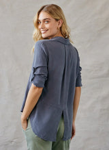 Bella Dahl Split Back Button Down- Silver Storm