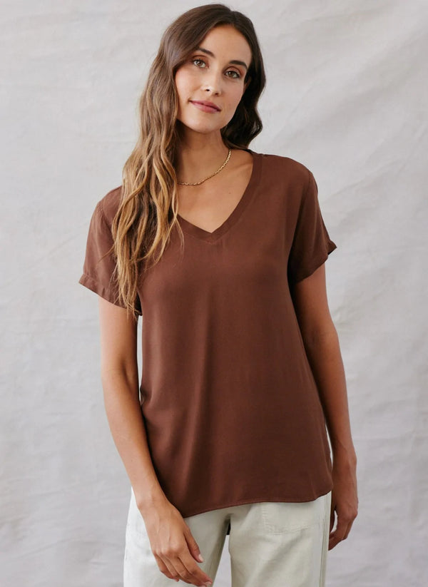 Bella Dahl V-Neck Short Sleeve Tee Golden Topaz