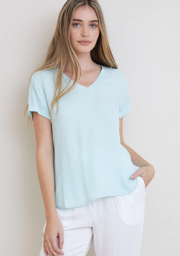 Bella Dahl V-Neck Short Sleeve Tee Sea Foam