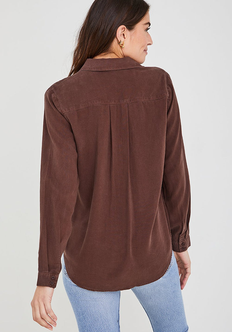 Bella Dahl Two Pocket Classic Button Down Coffee Bean
