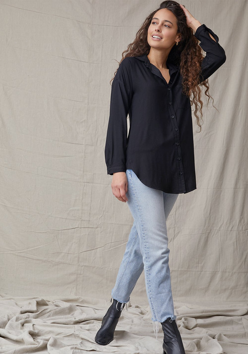 Bella Dahl Pocket Button Down Tunic Black