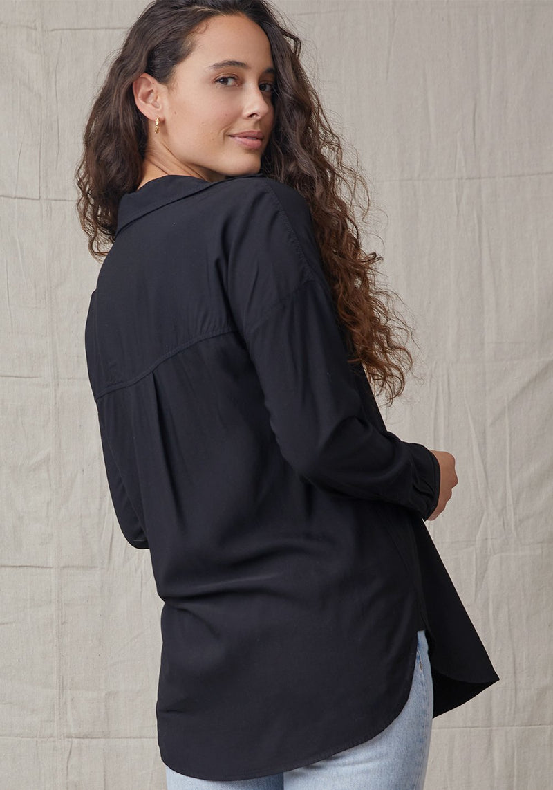 Bella Dahl Pocket Button Down Tunic Black