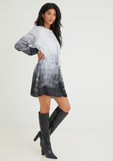 Bella Dahl Gathered Mini Dress Ombre Glacier Print