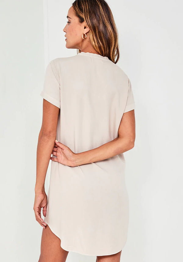 Bella Dahl V-Neck Tee Dress Soft Tan