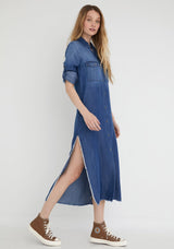 Bella Dahl Maxi Shirt Dress Dark Ombre Wash