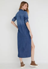 Bella Dahl Maxi Shirt Dress Dark Ombre Wash