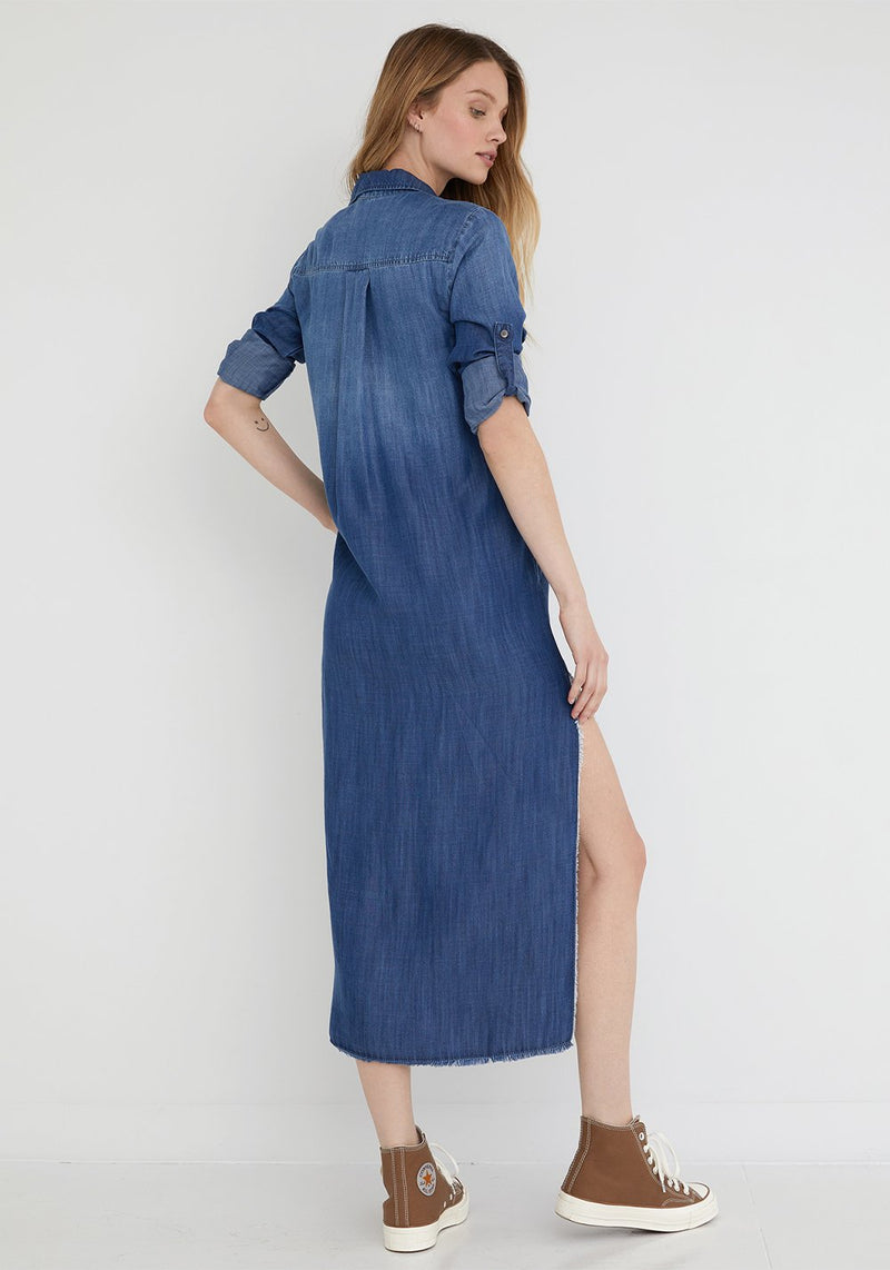 Bella Dahl Maxi Shirt Dress Dark Ombre Wash