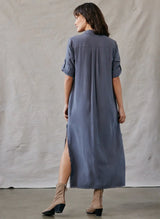 Bella Dahl Maxi Shirt Dress Silver Storm