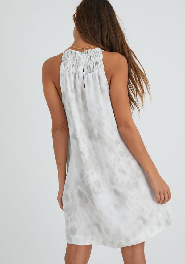 Bella Dahl Smocked Ruffle Mini Dress Wind Brushed Floral