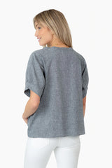 Dylan Cotton-Linen Leah Blouse Black