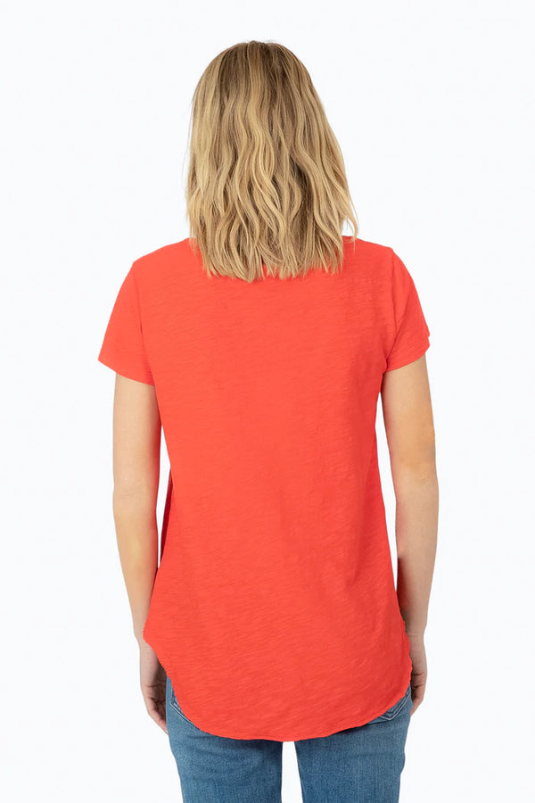 Dylan Slub Cotton Shirt Tail V-Neck Tee New Red