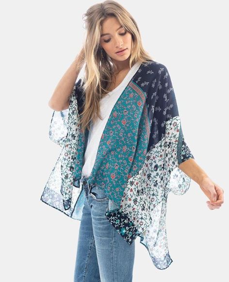 Dylan Ruana Indigo/White/Red