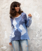 Wooden Ships Camo Oliver Crew Lightweight Sweater Scandia Blue