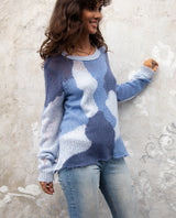 Wooden Ships Camo Oliver Crew Lightweight Sweater Scandia Blue