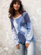 Wooden Ships Camo Oliver Crew Lightweight Sweater Scandia Blue