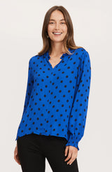 Tyler Boe Alicia Viscose Crepe Dot Top Cobalt