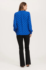 Tyler Boe Alicia Viscose Crepe Dot Top Cobalt