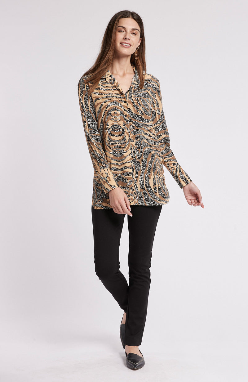 Tyler Boe Charlie Silk Leopard & Tiger Blouse