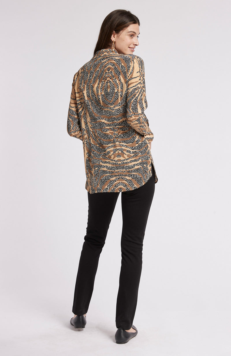 Tyler Boe Charlie Silk Leopard & Tiger Blouse