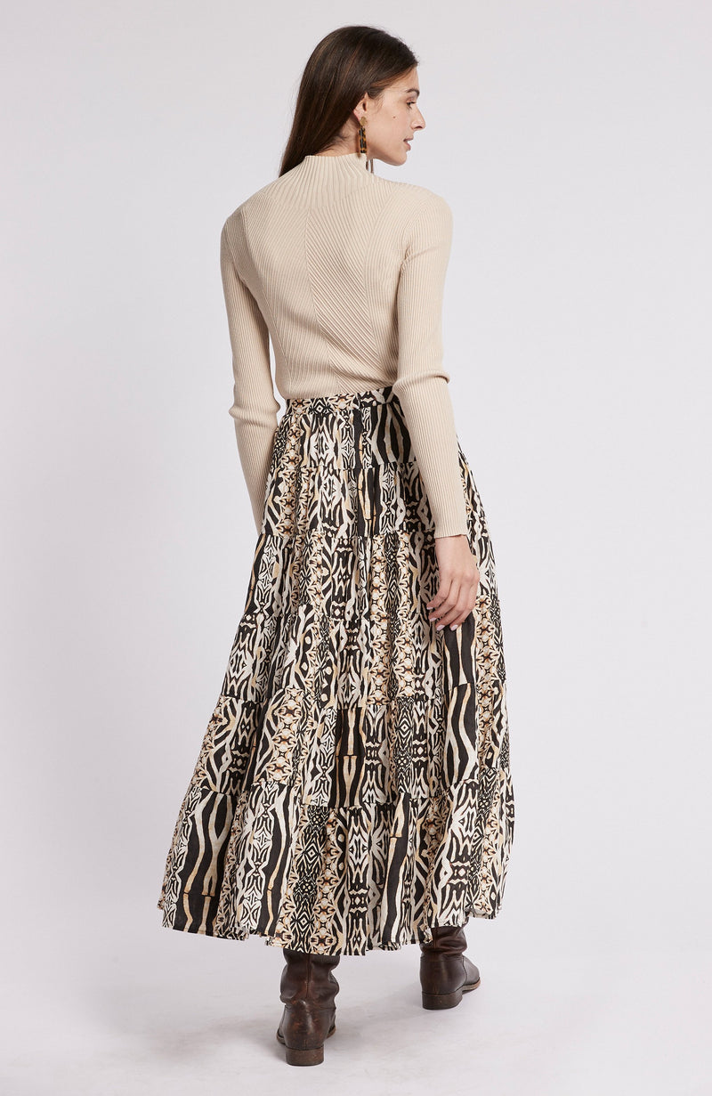 Tyler Boe Wood Block Tiered Skirt Multi Wood Block