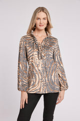 Tyler Boe Halprin Faux Suede Leopard & Tiger Top