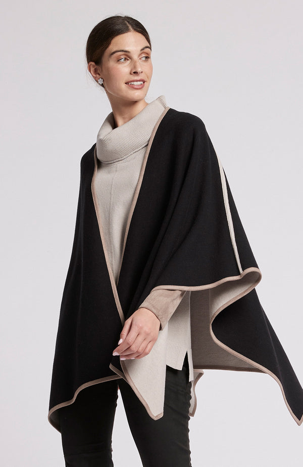 Tyler Boe Cotton Cashmere Double Sided Wrap Taupe/Black
