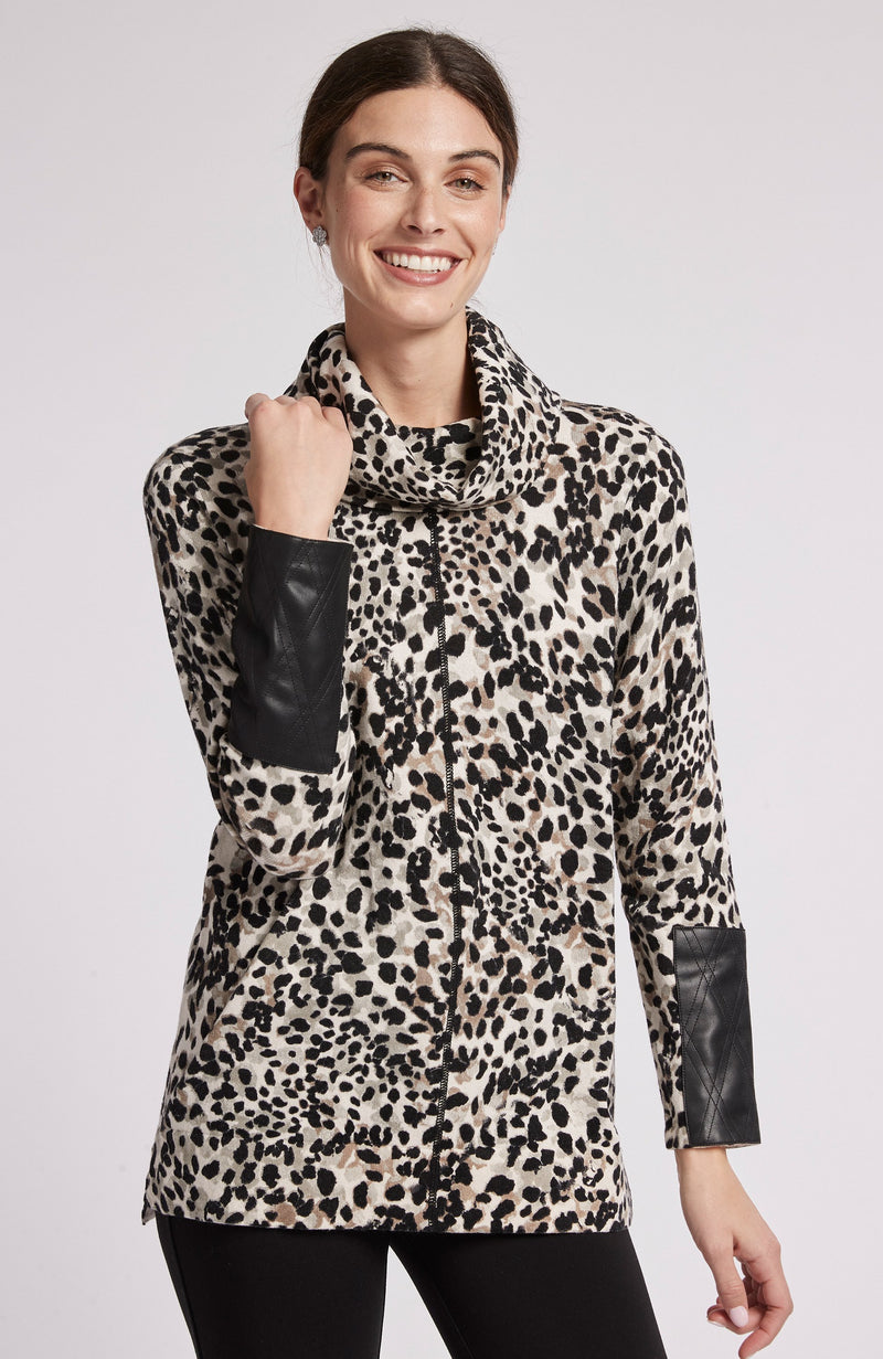 Tyler Boe Cotton Cashmere Cowl Neck Tunic Multi