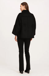 Tyler Boe Zip Front Knit Collar Cape Black