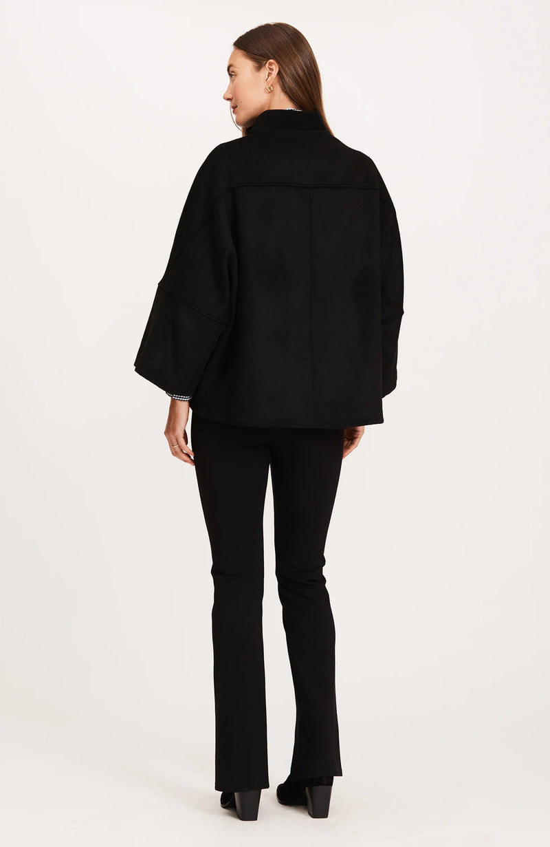 Tyler Boe Zip Front Knit Collar Cape Black