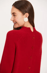 Tyler Boe Cashmere Button Back Sweater Crimson