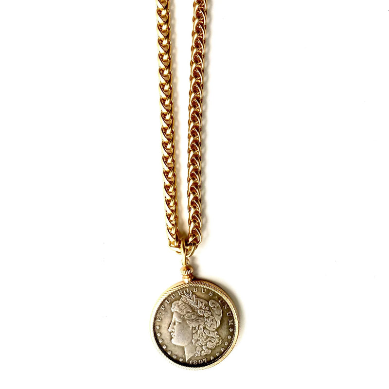 LJ Sonder Gwen Necklace with Large Coin Pendant Gold