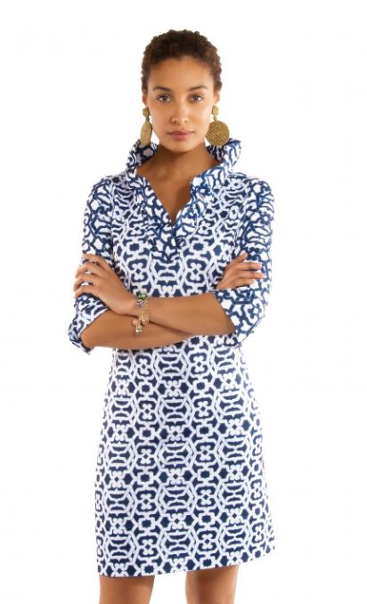 Gretchen Scott Blues Jersey Ruffneck Dress Rio Gio