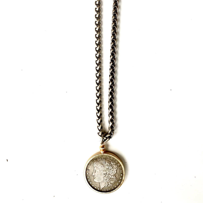 LJ Sonder Gwen Necklace with Large Coin Pendant Silver
