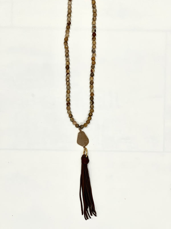 Virtue Gemstone Long Druzy With Tassel