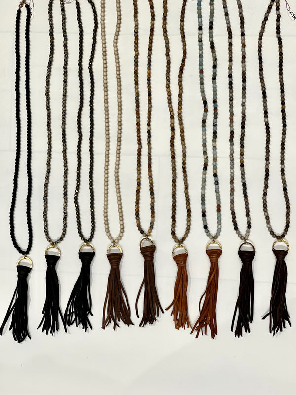 Virtue Gemstone Long Tassel Necklace