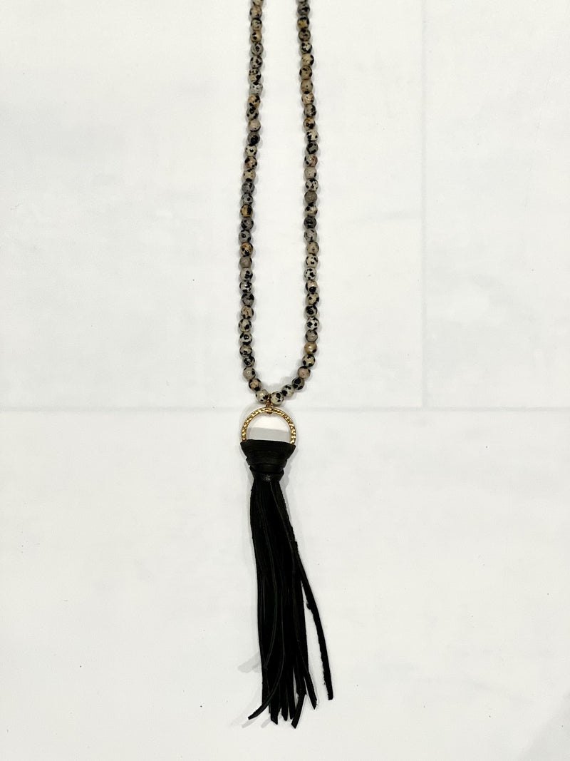 Virtue Gemstone Long Tassel Necklace