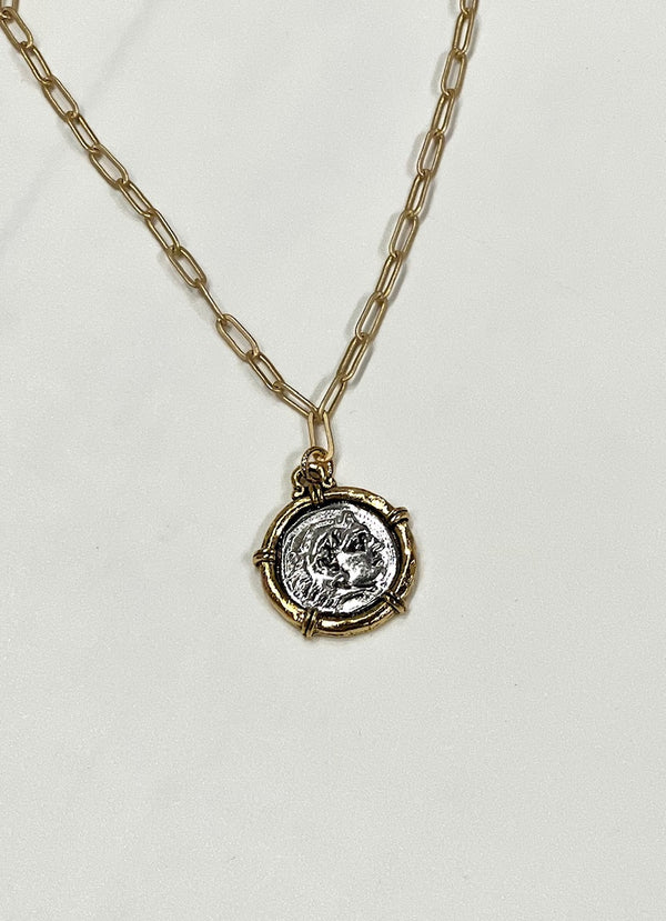 Virtue 16" Small Antique Coin Necklace