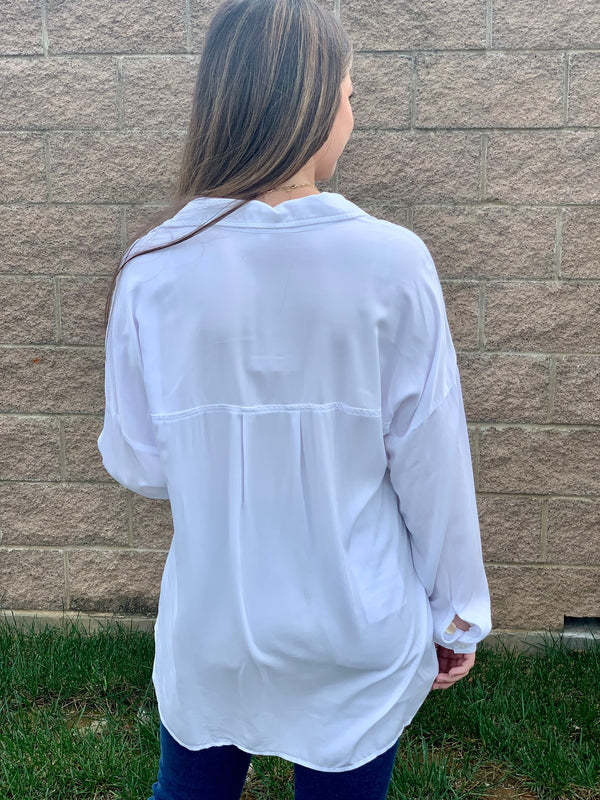 Bella Dahl Pocket Button Down Tunic White