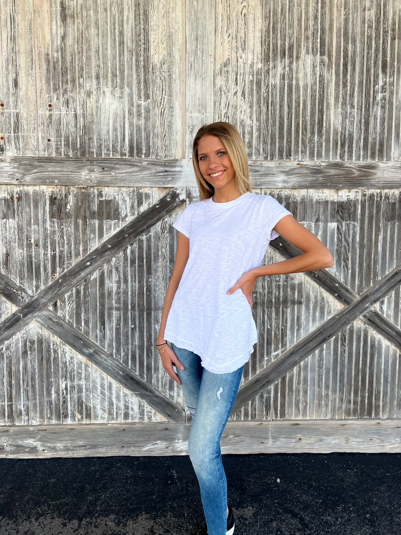 Dylan Slub Cotton Short Sleeve Tunic White