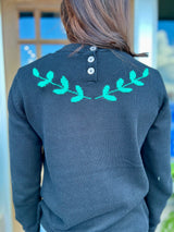 Tyler Boe Homespun Entarsia Back Button Sweater Multi