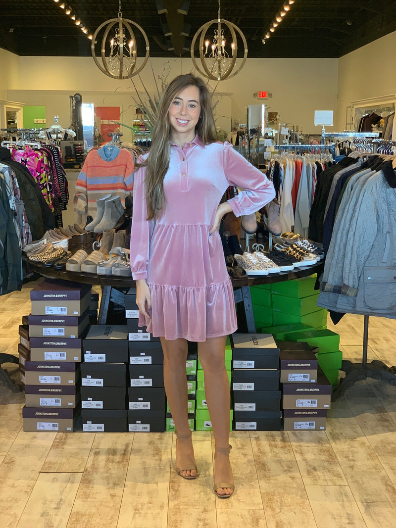 Jude Connally Henley Dress Mauve Velvet XS / Mauve Velvet Jude Connally Henley Dress Mauve Velvet XS / Mauve Velvet