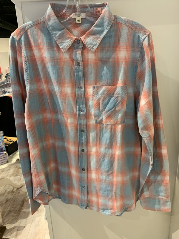 Dylan Blaze Plaid Denim/Orange